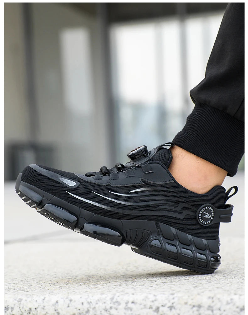 Rotating Button New Safety Shoes Men Anti-smash Anti-puncture Work Shoes Fashion Men Sport Shoes Security Protective Boots Men by HARMONYA STORE