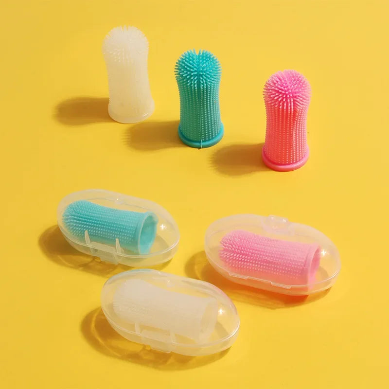 Dog Super Soft pet Finger Toothbrush Teeth Cleaning Breath Care Nontoxic Silicone Tooth Brush Cat dog toothbrush pet products by HARMONYA STORE