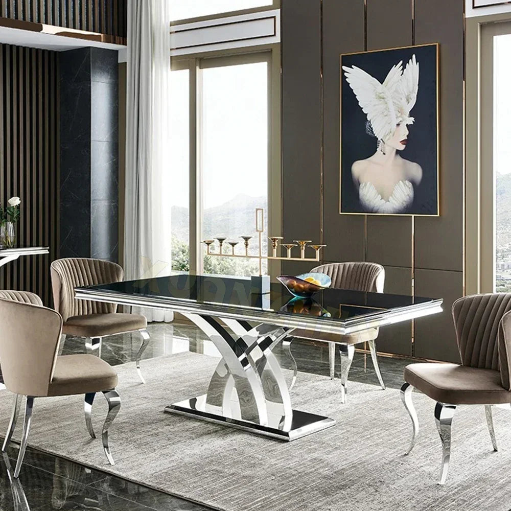Modern Dining Table Set 6 Seater Marble Table Luxury Dining Tables Living Room, Furniture by HARMONYA STORE