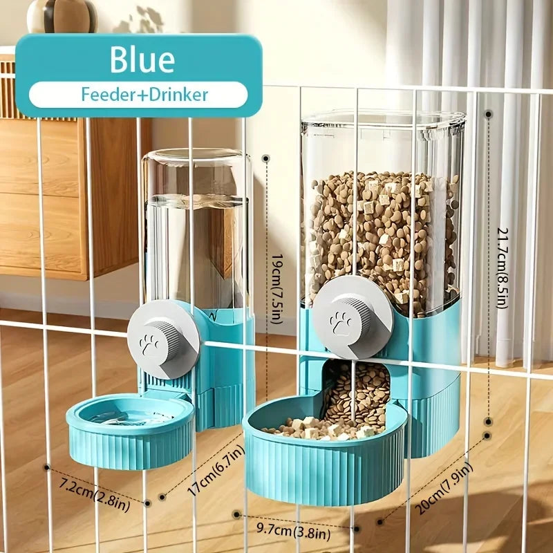 new tepy Hanging Automatic Pet Food Feeder/Water Dispenser, Gravity Cat Auto Feeder Waterer Set With Container Bowl For Cage by HARMONYA STORE