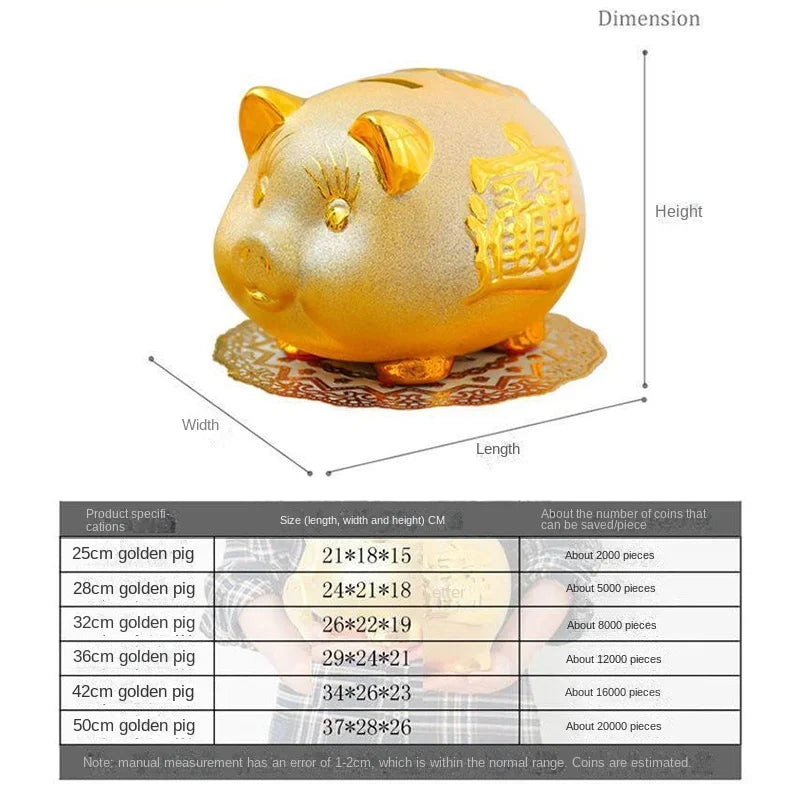 Creative Golden Pig Ceramic Piggy Bank 2023 New Kids Coin Bank Cute Cartoon Piggy Bank Gift Craft Money Box Savings Home Decor by HARMONYA STORE