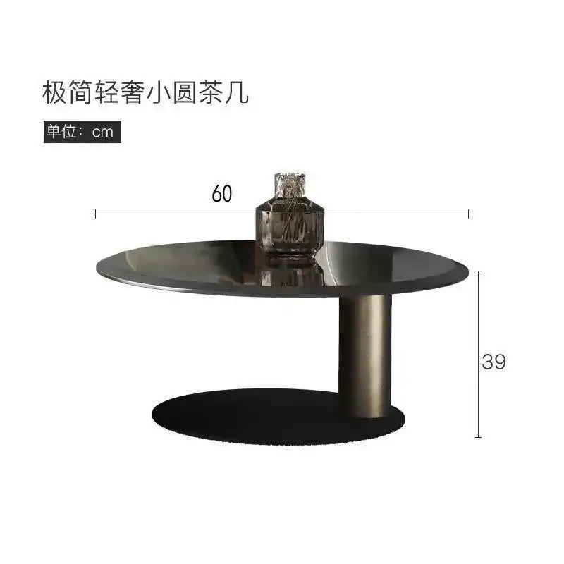 Designer Stainless Steel Coffee Tables European Luxury Round Tea Table Living Room Furniture Italian Tempered Glass Side Table by HARMONYA STORE