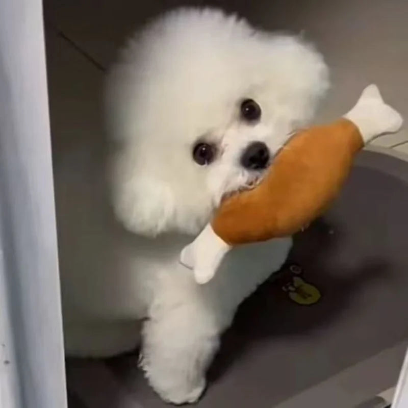 Puppy Squeaker Squeaky Plush Bone Dog Toy - Fun Chew Toy for Teething Pets Molar Training Accessory for Canine Playtime by HARMONYA STORE