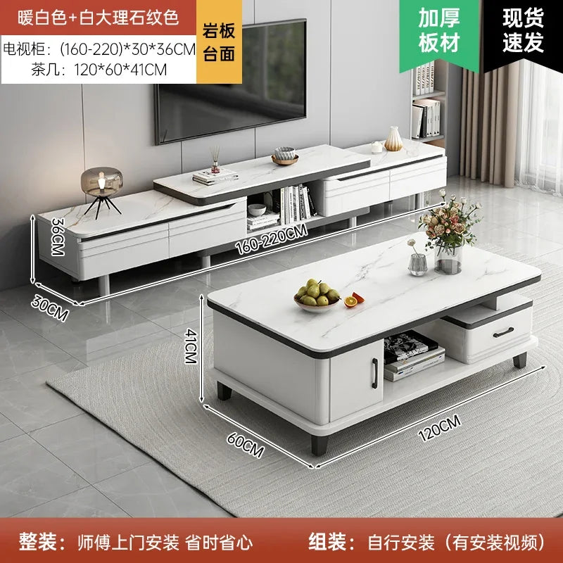 Modern LED TV Stand for Televisions Up Coffee Table Glass Shelves and Drawer Gaming Entertainment Center with Multiple Cabinet by HARMONYA STORE