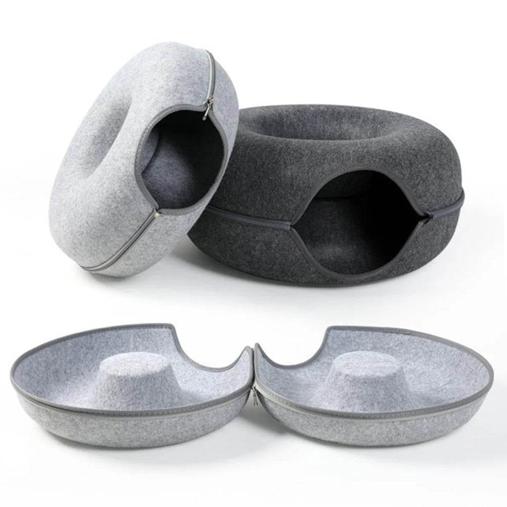 B-Tunnel Donut Cat Bed Interactive Tunnel Pet Felt Indoor Toys Cats House Kitten Training Toy Cat Kennel Cat Accessories by HARMONYA STORE