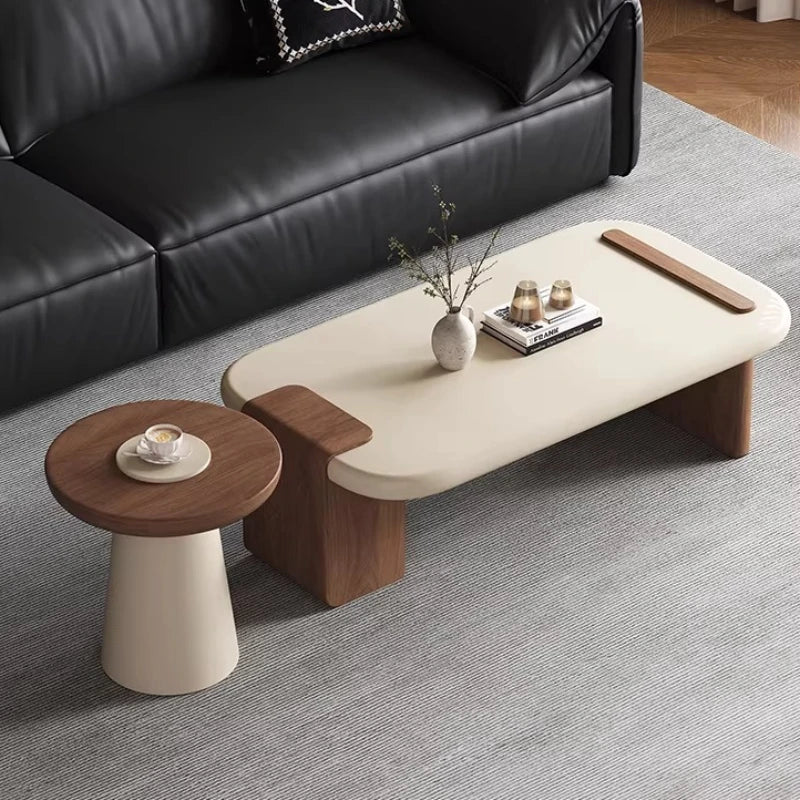 Modern Coffee Table Living Room Small Marble Side Table Glass Round Center Table Nordic Japandi Wabi Sabi Minimalist Furniture by HARMONYA STORE