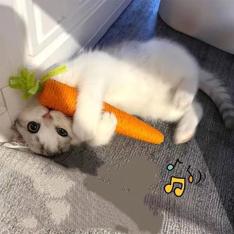 Fun Cat Teething Stick Sound Carrot Cuddle Toy Anti-Bite Scratch Board Pet Supplies for Interactive Entertainment by HARMONYA STORE