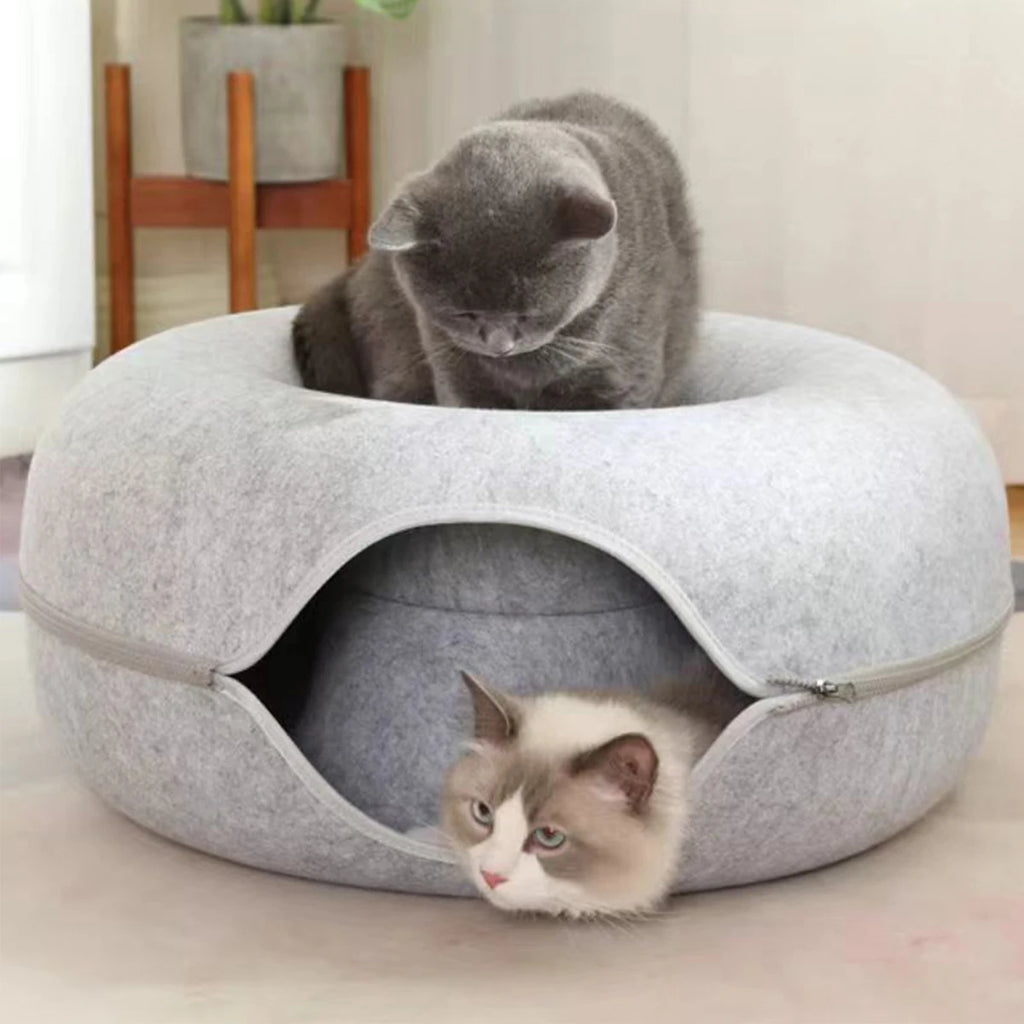 B-Tunnel Donut Cat Bed Interactive Tunnel Pet Felt Indoor Toys Cats House Kitten Training Toy Cat Kennel Cat Accessories by HARMONYA STORE
