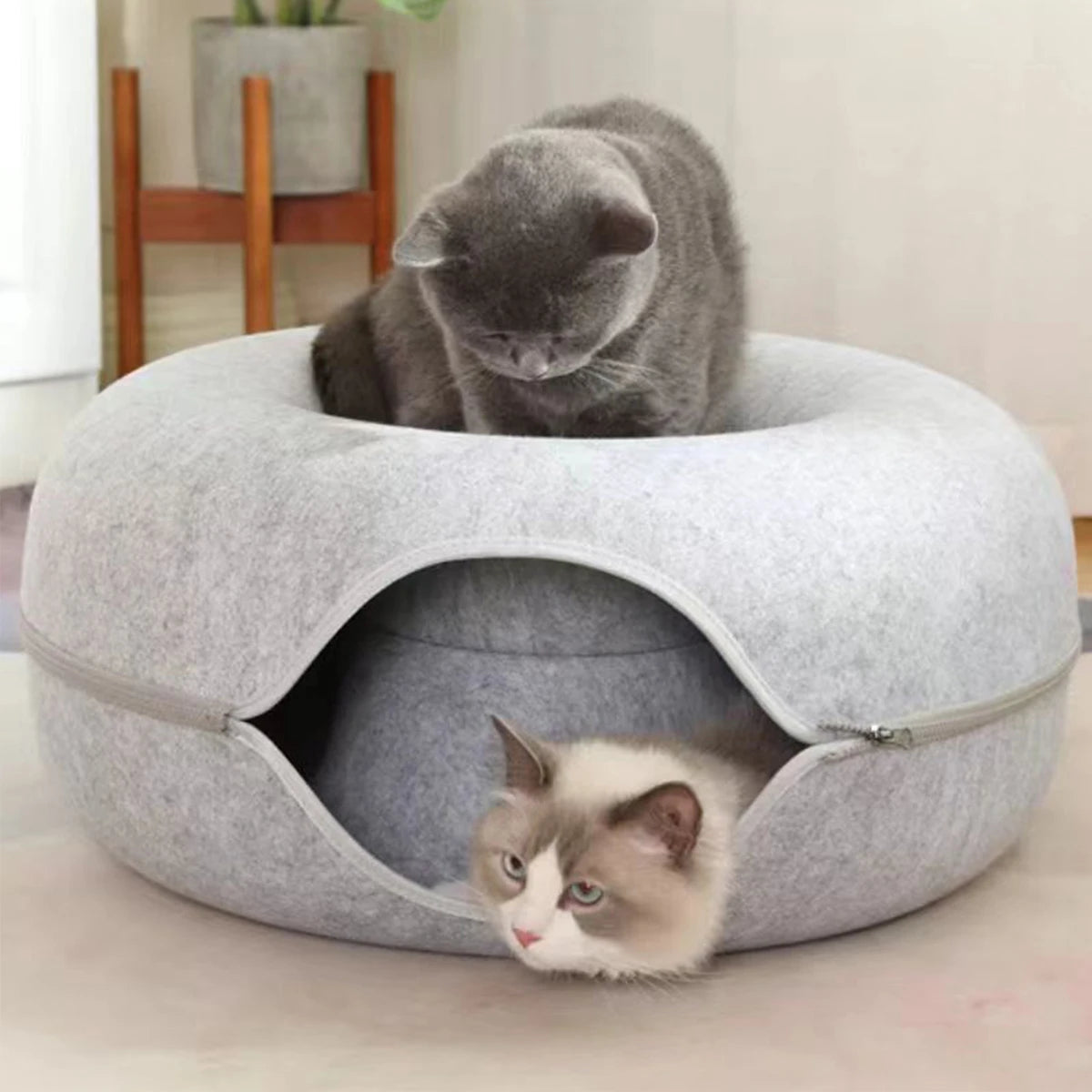 B-Tunnel Donut Cat Bed Interactive Tunnel Pet Felt Indoor Toys Cats House Kitten Training Toy Cat Kennel Cat Accessories by HARMONYA STORE