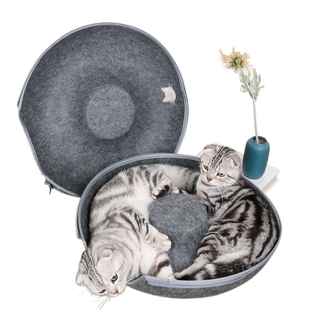 B-Tunnel Donut Cat Bed Interactive Tunnel Pet Felt Indoor Toys Cats House Kitten Training Toy Cat Kennel Cat Accessories by HARMONYA STORE