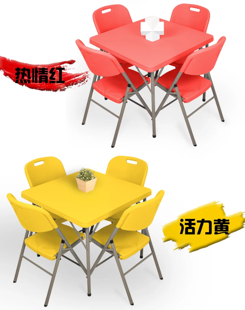 Folding square table, household dining table, square mahjong square table, outdoor portable plastic stall, street stall table by HARMONYA STORE