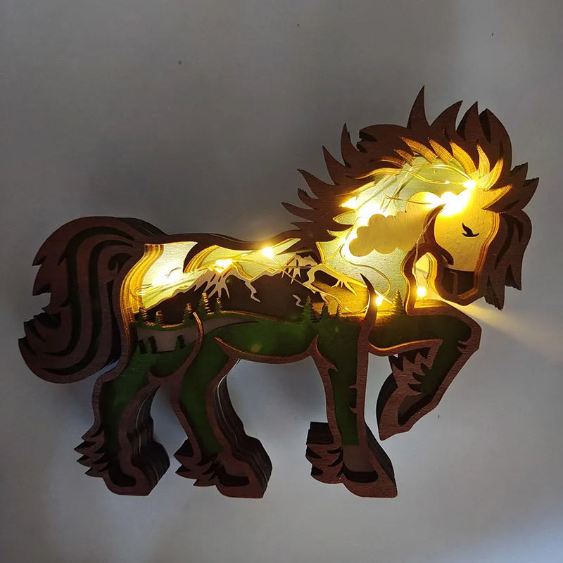 Wooden Animal Wolf Statue Creativity Wolf Totem Office Home Decorate Crafts Christmas Gift North Forest Elk Brown Bear Ornaments by HARMONYA STORE