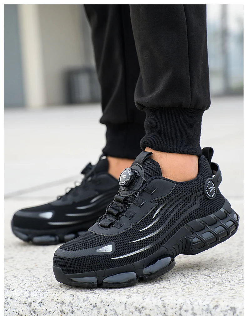 Rotating Button New Safety Shoes Men Anti-smash Anti-puncture Work Shoes Fashion Men Sport Shoes Security Protective Boots Men by HARMONYA STORE