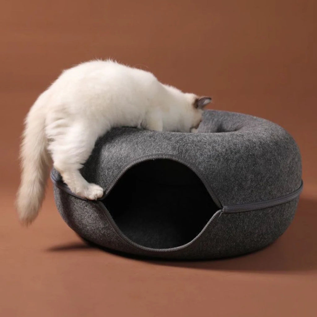 B-Tunnel Donut Cat Bed Interactive Tunnel Pet Felt Indoor Toys Cats House Kitten Training Toy Cat Kennel Cat Accessories by HARMONYA STORE