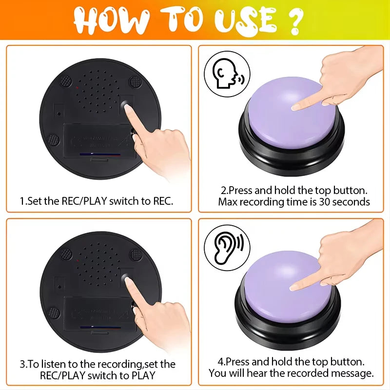 Dog Communication Buttons Voice Recording Button for Pet Training Buzzer 30 Second Record Playback Funny Gift for Talking by HARMONYA STORE