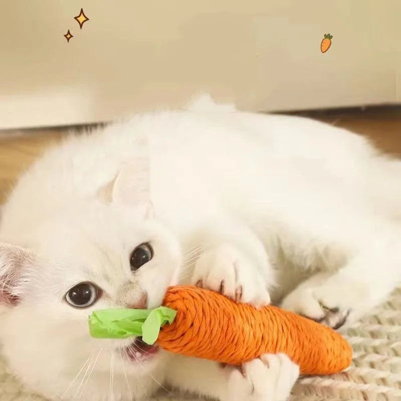 Fun Cat Teething Stick Sound Carrot Cuddle Toy Anti-Bite Scratch Board Pet Supplies for Interactive Entertainment by HARMONYA STORE