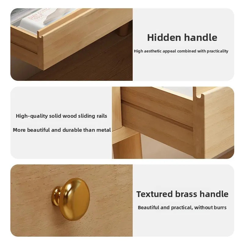 Solid wood dresser bedroom simple modern 2024 new high-end light luxury small apartment makeup mirror girl makeup table by HARMONYA STORE