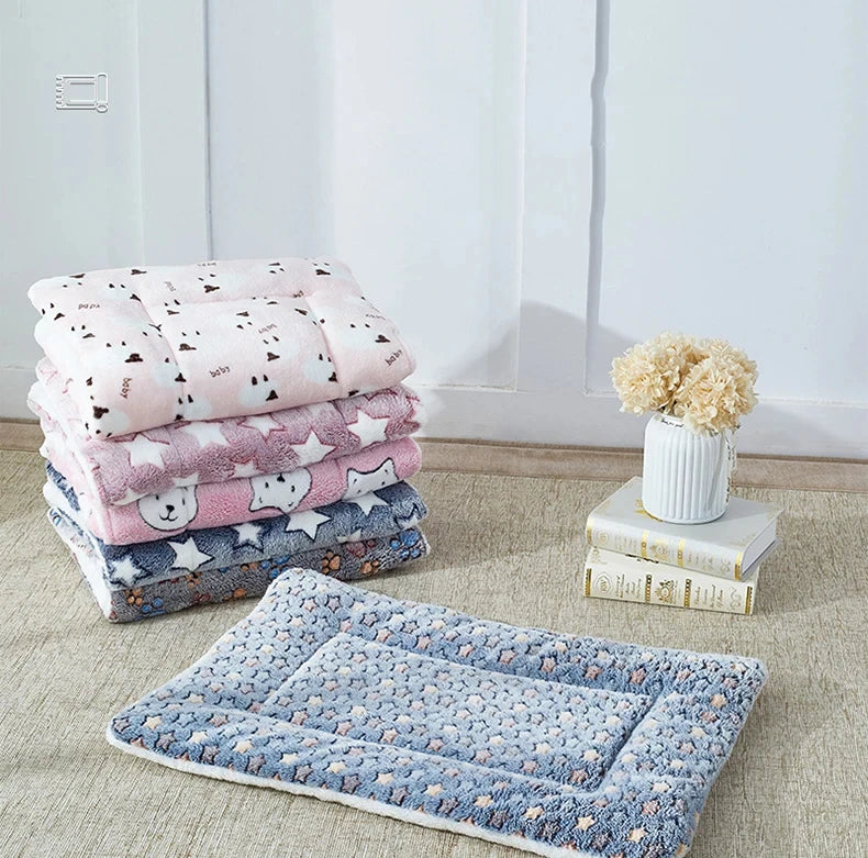 Flannel Pet Sleeping Mat Dog Bed Cat Litter Puppy Bed Dog Sofa Lovely Mattress Cushion for Small Large Dog Blanket For Winter by HARMONYA STORE