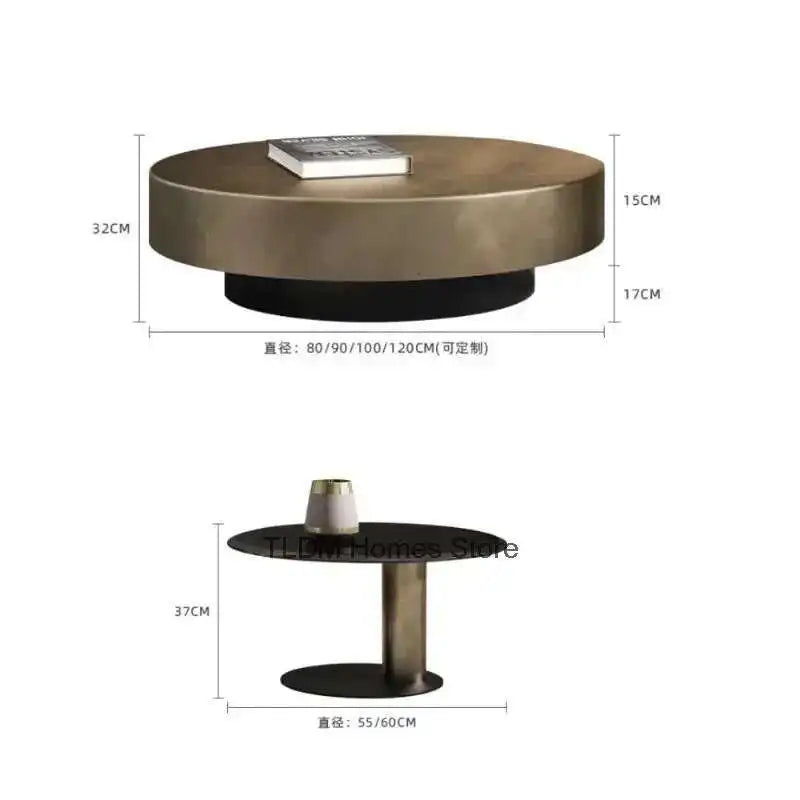 Designer Stainless Steel Coffee Tables European Luxury Round Tea Table Living Room Furniture Italian Tempered Glass Side Table by HARMONYA STORE