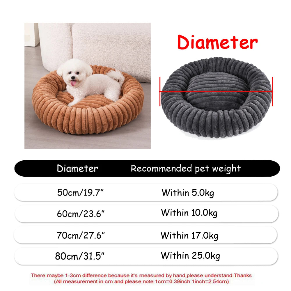 40-90cm 6 Sizes Round Pet Bed for Large Dog Bed Super Soft Cat Bed Plush Dog House for Medium Dog House Winter Warm Sleeping HARMONYA STORE