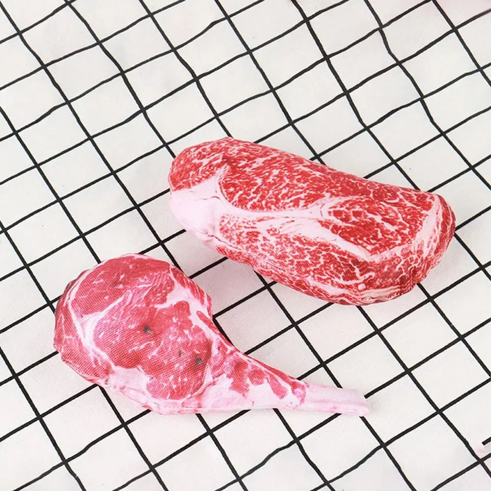 Simulation Squeaky Bone Dog Toys Steak Bite-Resistant Clean Dog Chew Puppy Training Toy Soft Steak Carrot Animal Pet Supplies by HARMONYA STORE
