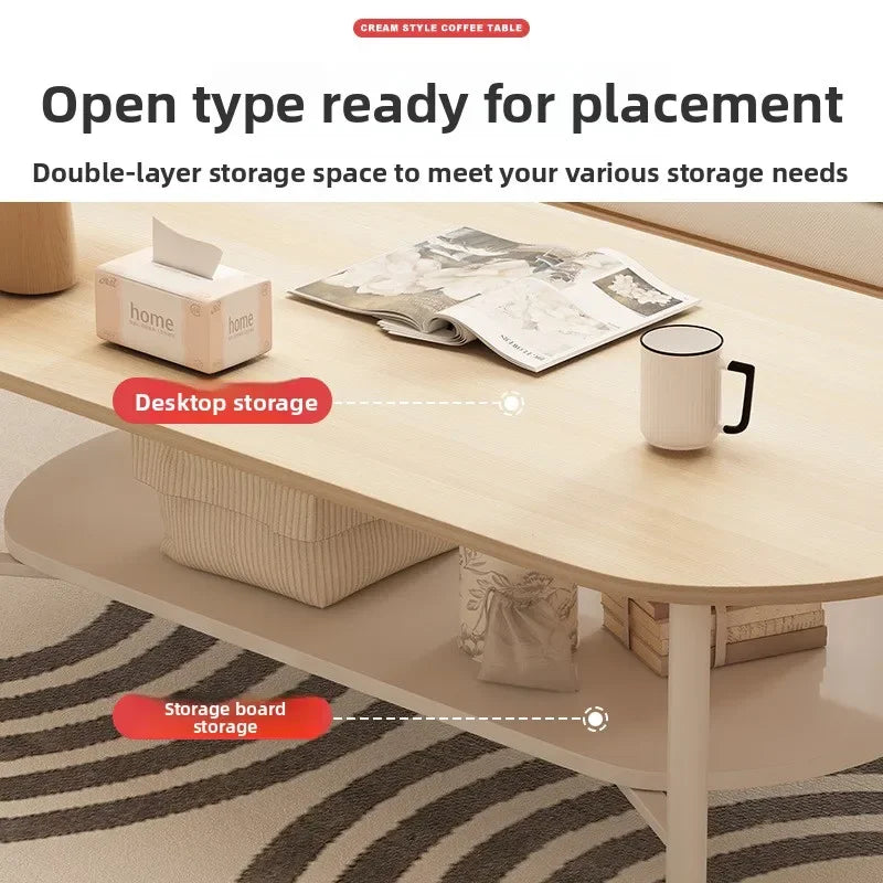 Coffee table small apartment living room household sofa tea table oval table small table by HARMONYA STORE