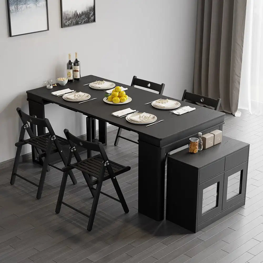 Modern Extendable Dining Table Rectangle Sideboard With Storage by HARMONYA STORE
