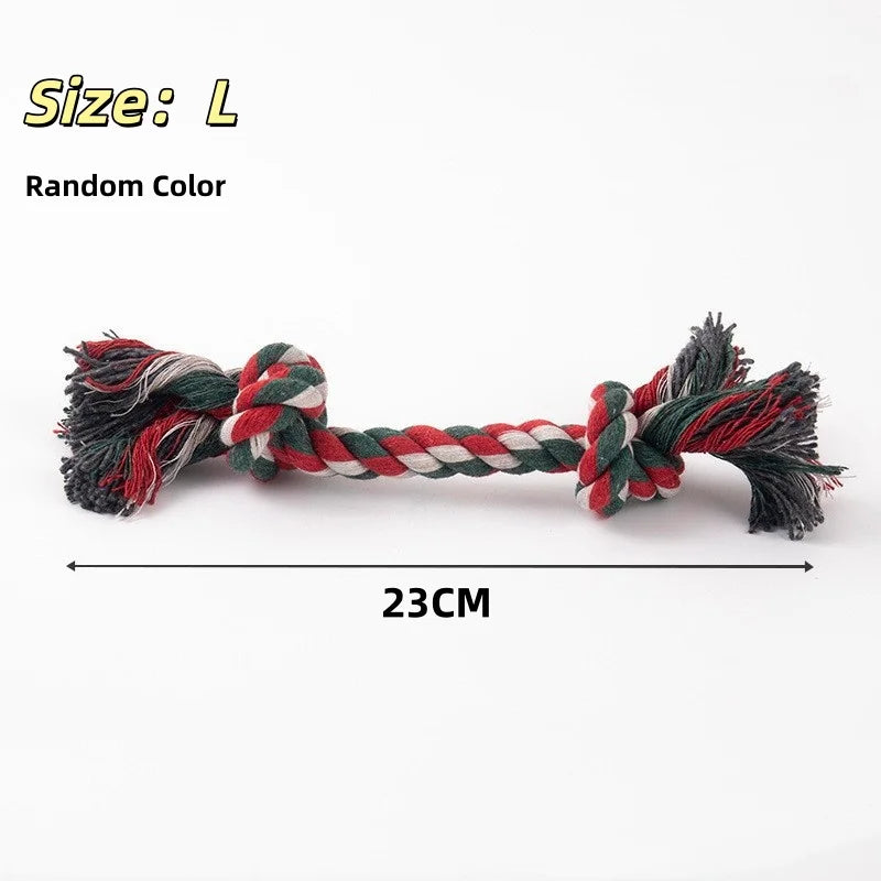 Random Color Pet Dog Toy Bite Rope Double Knot Cotton Rope Funny Cat Toy Bite Resistant and Sharp Teeth Pet Supplies Puppy Toys by HARMONYA STORE