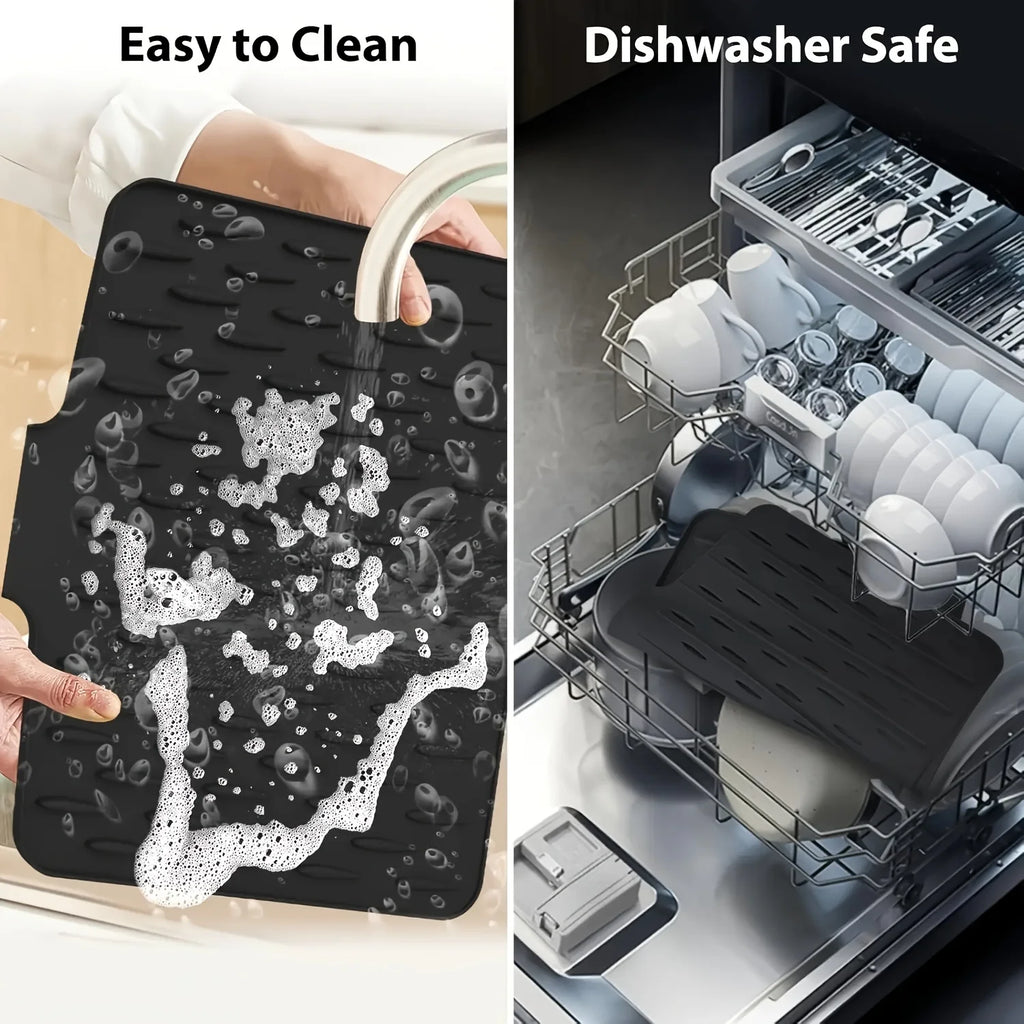 Kitchen Silicone Drain Mat with Built-in Drainage Design, Easy to Clean, Suitable for Countertops, Sinks, Refrigerators by HARMONYA STORE