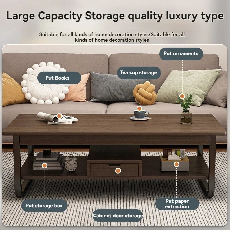 Modern minimalist coffee table, small apartment, living room, sofa, nearby balcony, tea table, rental room, rectangular tea tabl by HARMONYA STORE