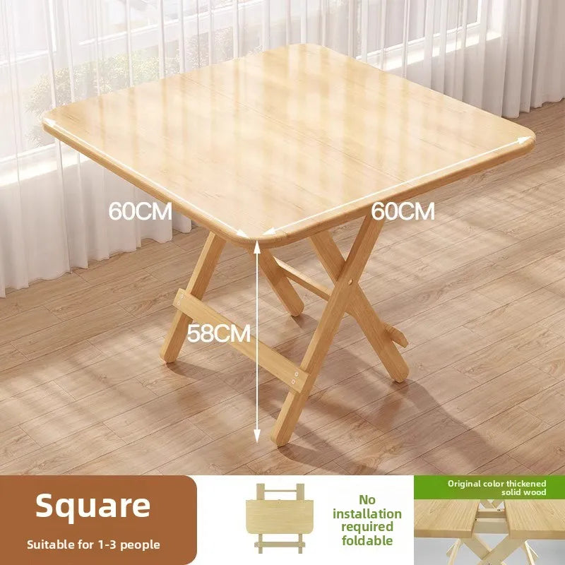 Solid Wood Rectangular Foldable Table Portable Dining Table for Home Small Apartment Balcony Bay Window Study Picnic Desk by HARMONYA STORE