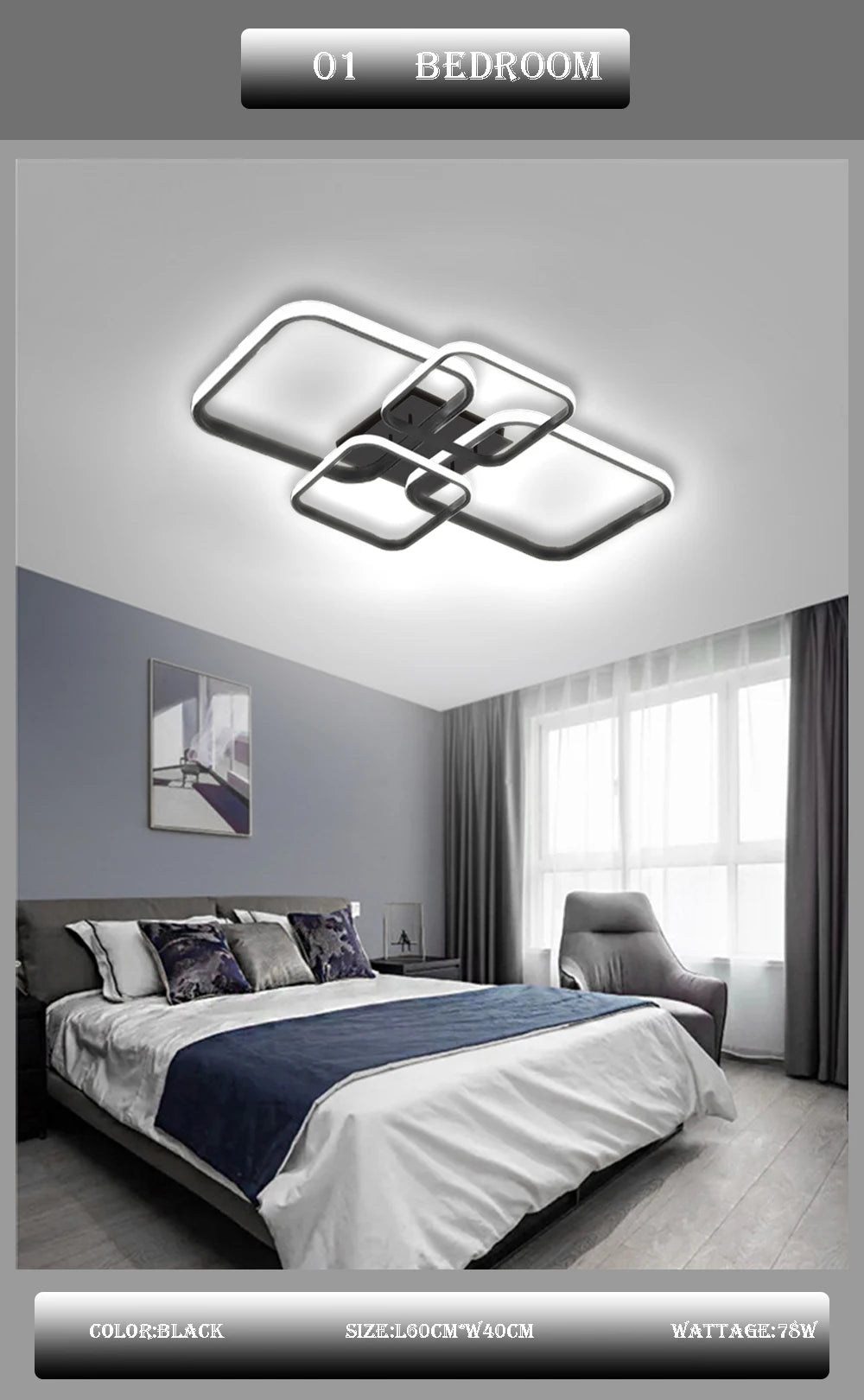 Nordic LED Ceiling Lamp Square Aluminium Balck White Home Decor For Living Room Bedroom Restaurant Indoor Lighting Fixtures by HARMONYA STORE