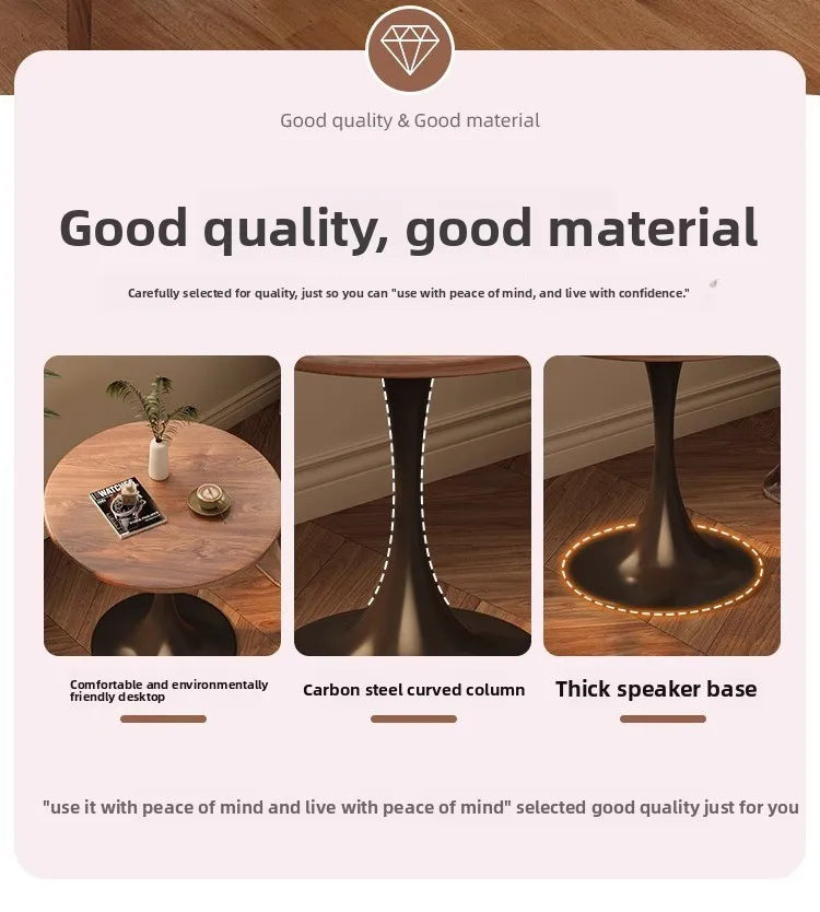 Modern tulip round table, household wooden dining table, negotiation tea table, coffee round table, carbon steel metal base by HARMONYA STORE