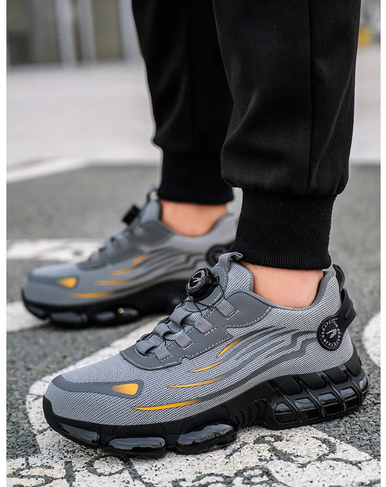 Rotating Button New Safety Shoes Men Anti-smash Anti-puncture Work Shoes Fashion Men Sport Shoes Security Protective Boots Men by HARMONYA STORE