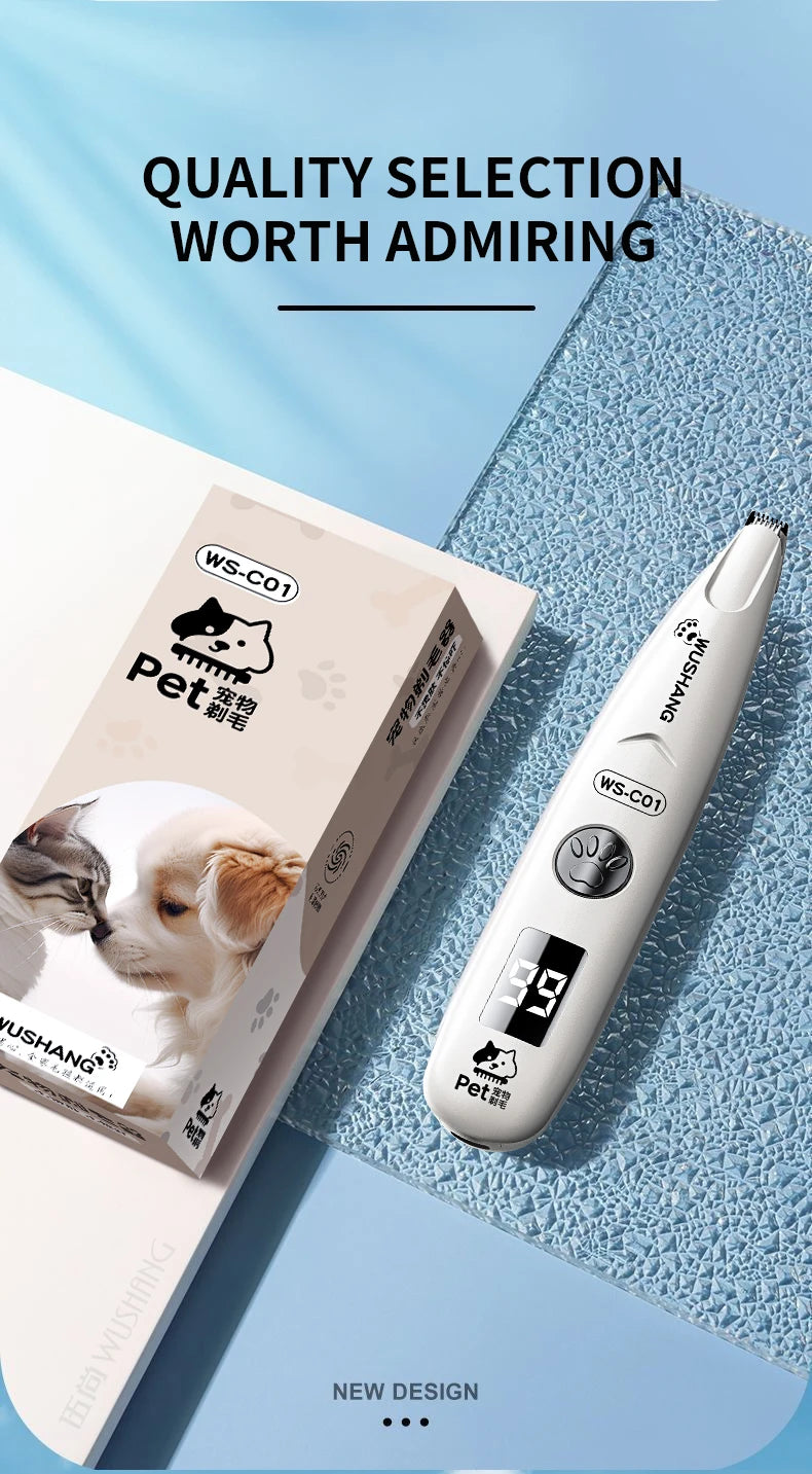 Pet Dog Electric Groomer Trimmer with LED Light Waterproof Pet Foot Hair Trimmer Low Noise Cat Dog Face Foot Ear Hip Paw Shaver by HARMONYA STORE