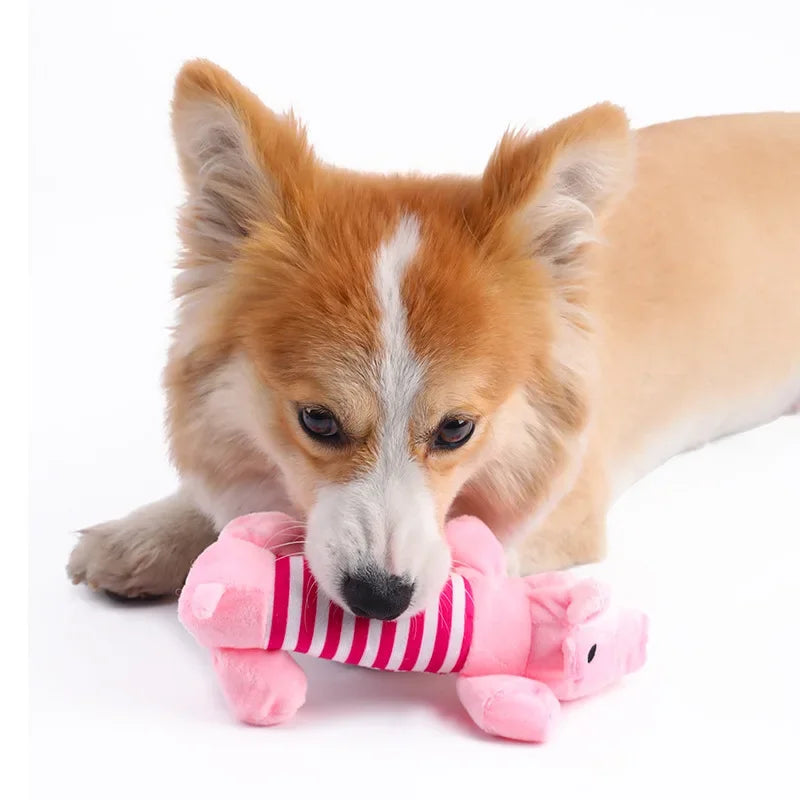 Pet Dogs, Cats, Plush Cartoon Embroidery, Bite Resistant and Stress Relieving, Ducks, Pigs, Elephants, Cute Vocalizations Toys by HARMONYA STORE