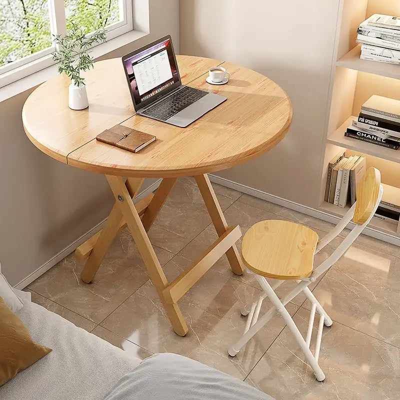 Sturdy Folding Dining Table - No Assembly Needed, Strong Stable Desk for Kitchen, Study & Office, round dining table,small table by DSERS