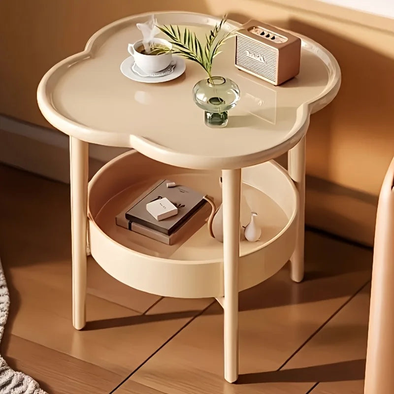 [Stylish Side Table] Stylish Modern Round Side Table with Storage Shelf | Space-Saving, Lightweight for Living Room, Bedroom by HARMONYA STORE
