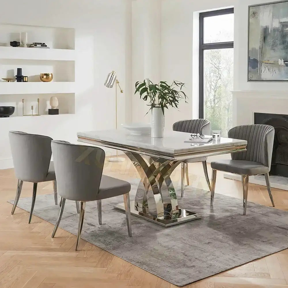 Modern Dining Table Set 6 Seater Marble Table Luxury Dining Tables Living Room, Furniture by DSERS