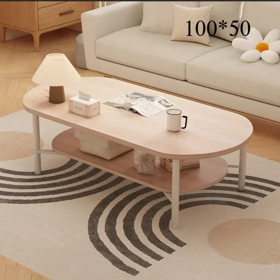 Coffee table small apartment living room household sofa tea table oval table small table by HARMONYA STORE