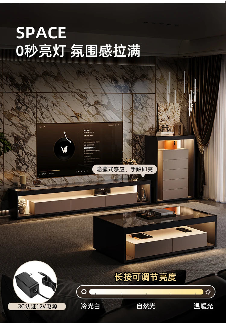 Glas Transparent Tv Table Cabinet Storage Luxury Floor Modern Tv Table Entertainment Center Meuble Television Salon Furnitures by HARMONYA STORE