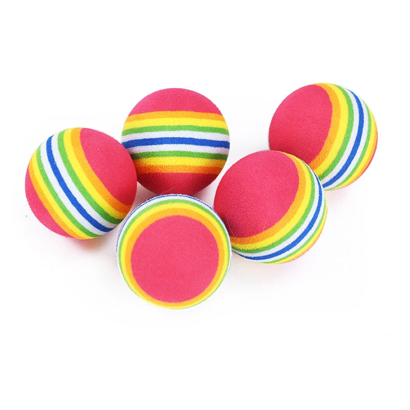 Rainbow EVA Cat Toys Ball Interactive Cat Dog Play Chewing Rattle Scratch EVA Ball Training Balls Pet Toys Supplies by HARMONYA STORE