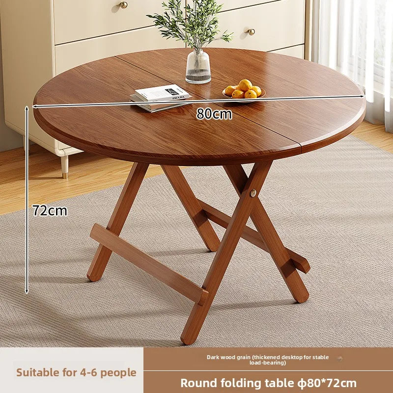 Sturdy Folding Dining Table - No Assembly Needed, Strong Stable Desk for Kitchen, Study & Office, round dining table,small table by HARMONYA STORE