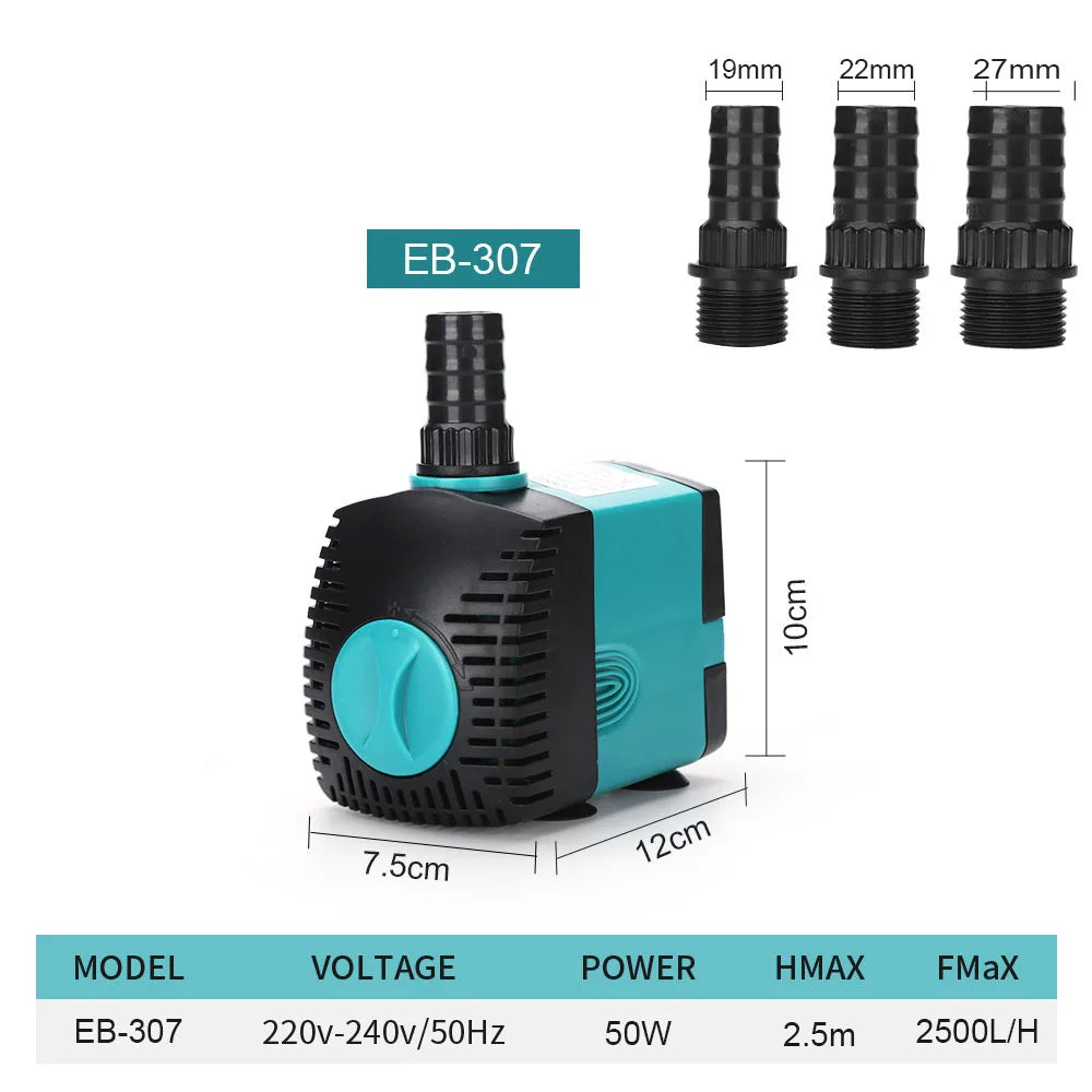 Ultra-Quiet 3-60W Submersible Water Fountain Pump Filter Fish Pond Aquarium Water Pump Tank Fountain EU US 220V-240V by HARMONYA STORE
