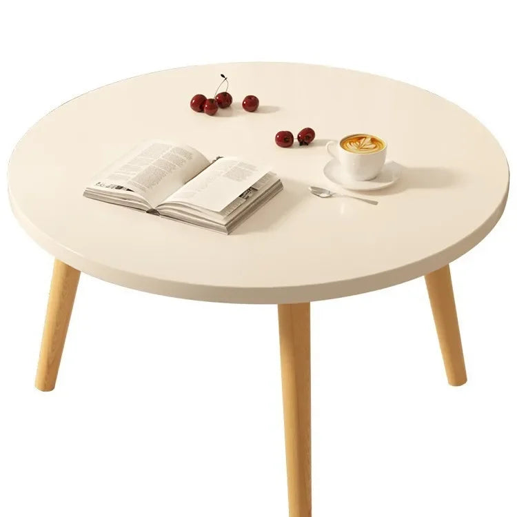 Small Table, Bedroom, Light Luxury Table, Modern Coffee Table, Living Room, Simple Small Round Table, Solid Wood by HARMONYA STORE