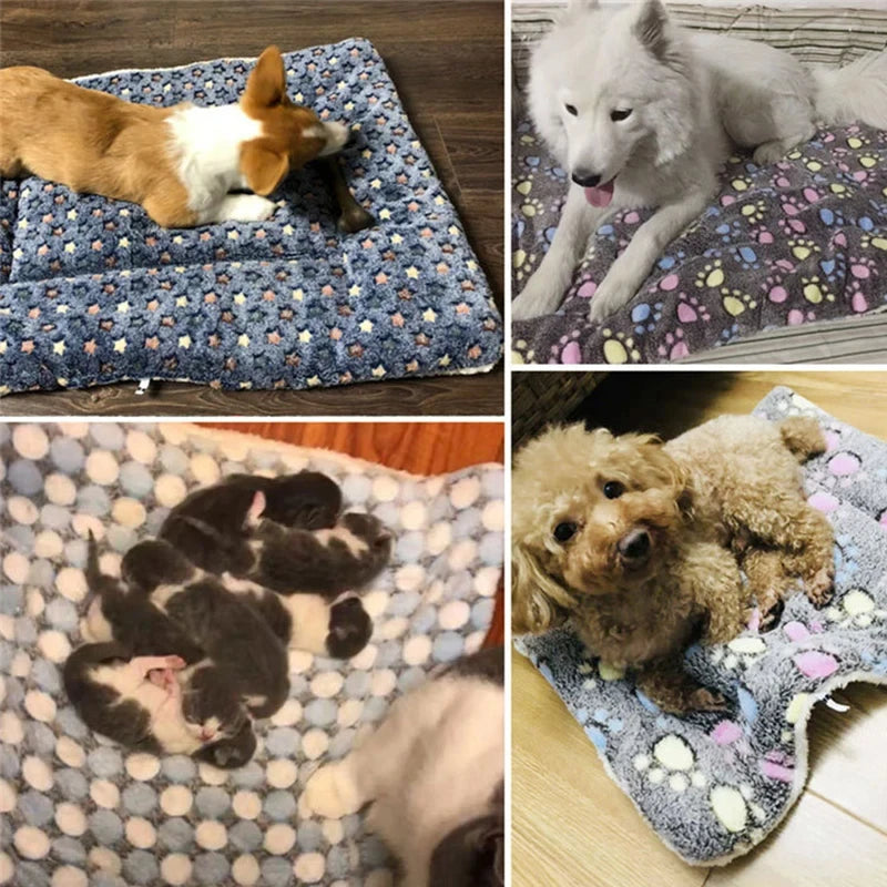 Flannel Pet Sleeping Mat Dog Bed Cat Litter Puppy Bed Dog Sofa Lovely Mattress Cushion for Small Large Dog Blanket For Winter by HARMONYA STORE