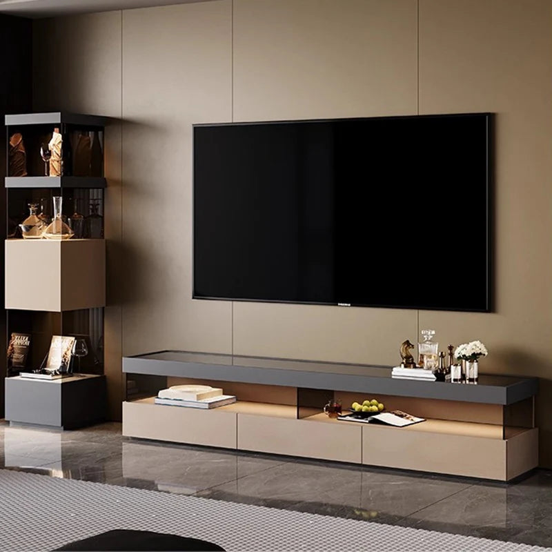 Glas Transparent Tv Table Cabinet Storage Luxury Floor Modern Tv Table Entertainment Center Meuble Television Salon Furnitures by HARMONYA STORE