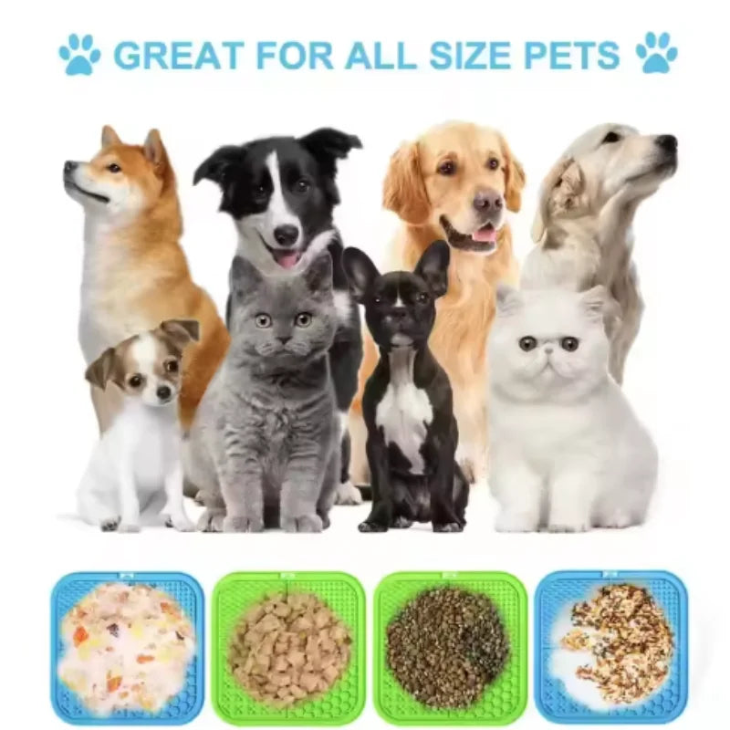 Pet Lick Silicone Mat Dogs Pet Slow Food Plate for Dog Bathing Distraction Silicone Dog Sucker Food Training Dog Feeder Supplies by HARMONYA STORE