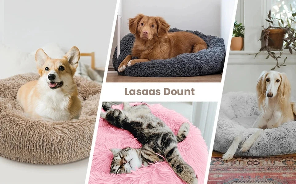 40-90cm 6 Sizes Round Pet Bed for Large Dog Bed Super Soft Cat Bed Plush Dog House for Medium Dog House Winter Warm Sleeping HARMONYA STORE