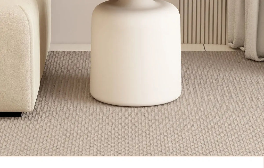Table Wood Modern Minimalist Round Edge Design Curved White Base Creamy Milk Tea Small Space coffee tables luxury coffee table by HARMONYA STORE